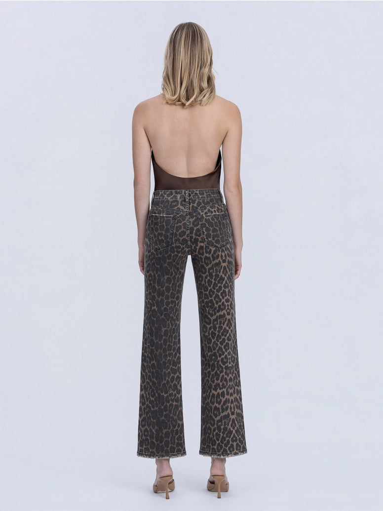 High Rise Leopard Wide Jeans