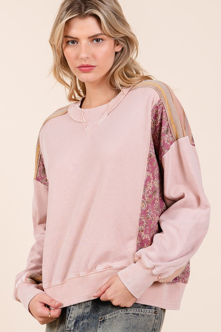 Patchwork French Terry Pullover