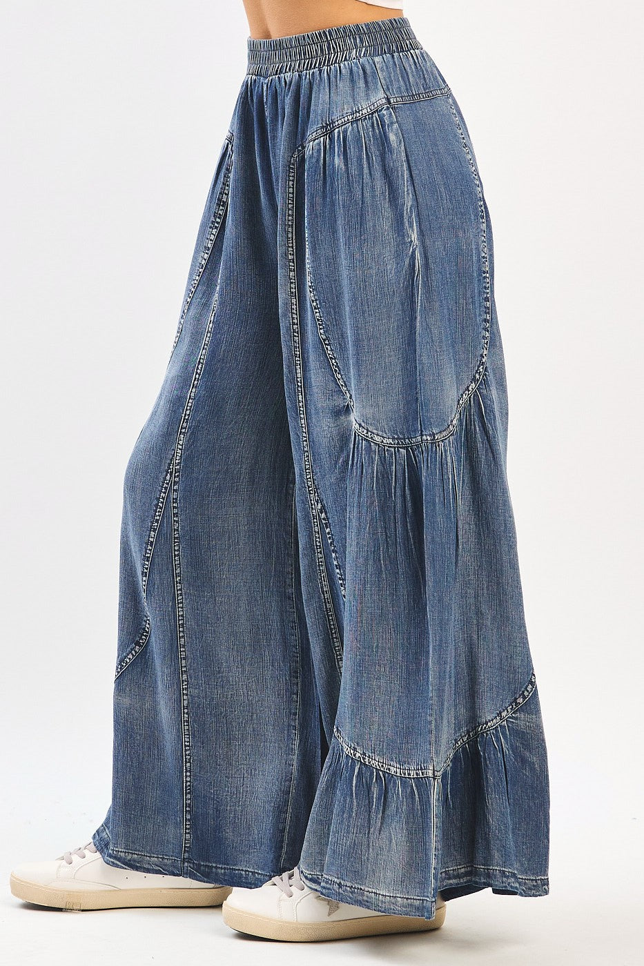 Washed Chambray Wide Leg
