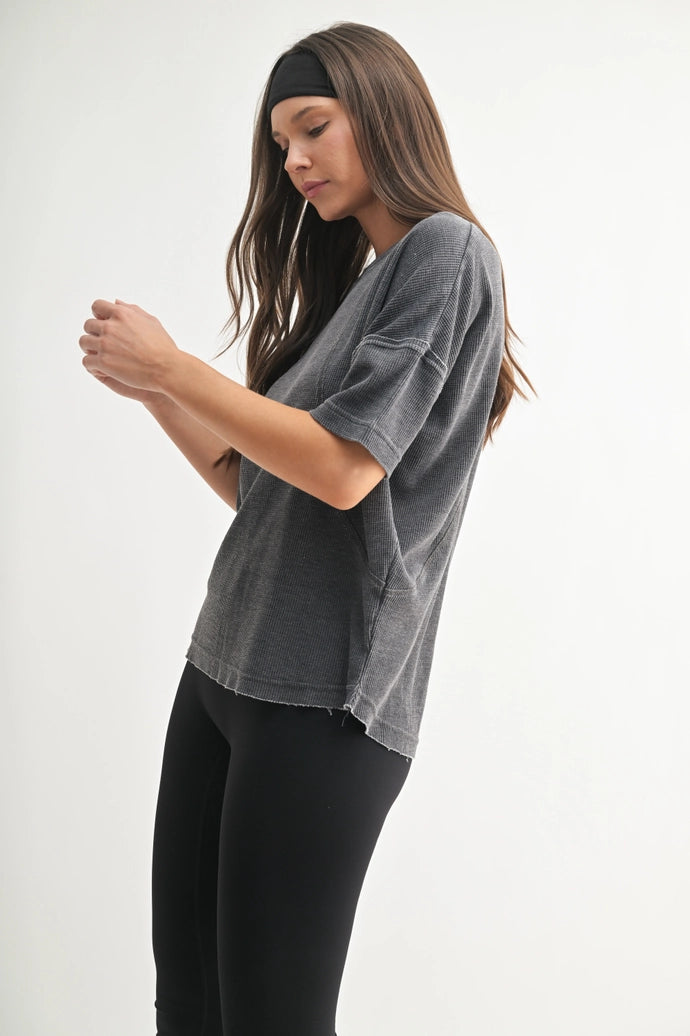 Cotton Blend Mineral Wash Waffle Short Sleeve Tee