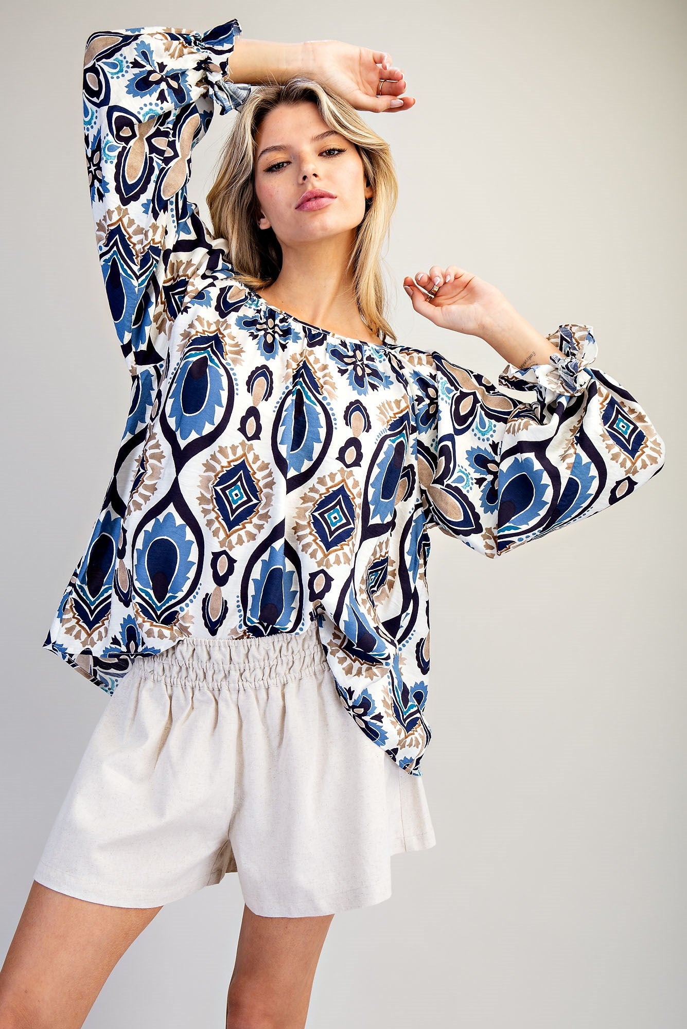 Long Sleeve Printed Blouse