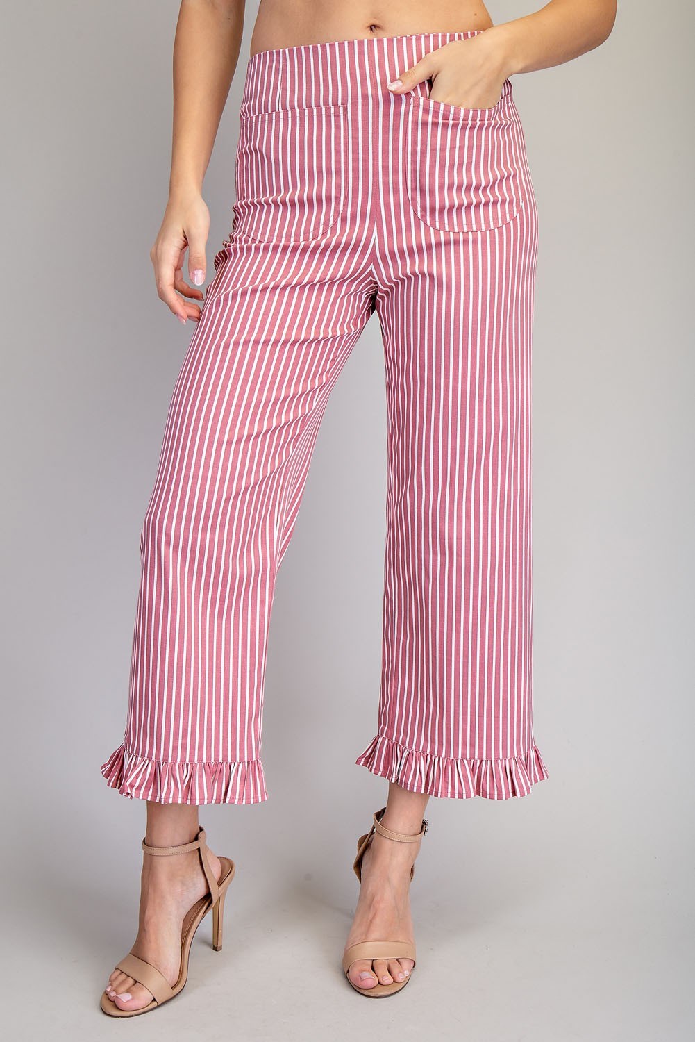 Ruffle Hem Straight Leg