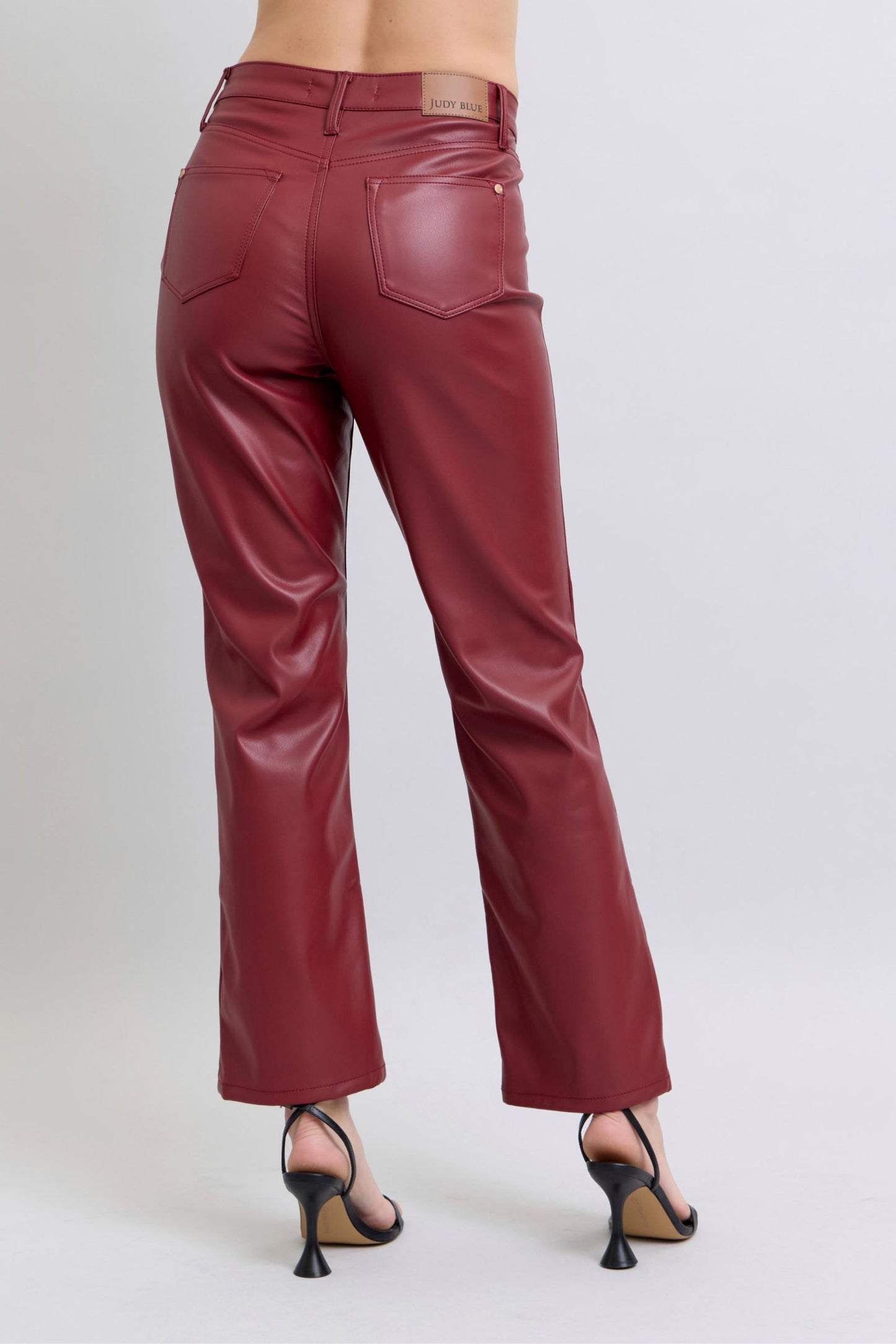Tummy Control Faux Leather Straight