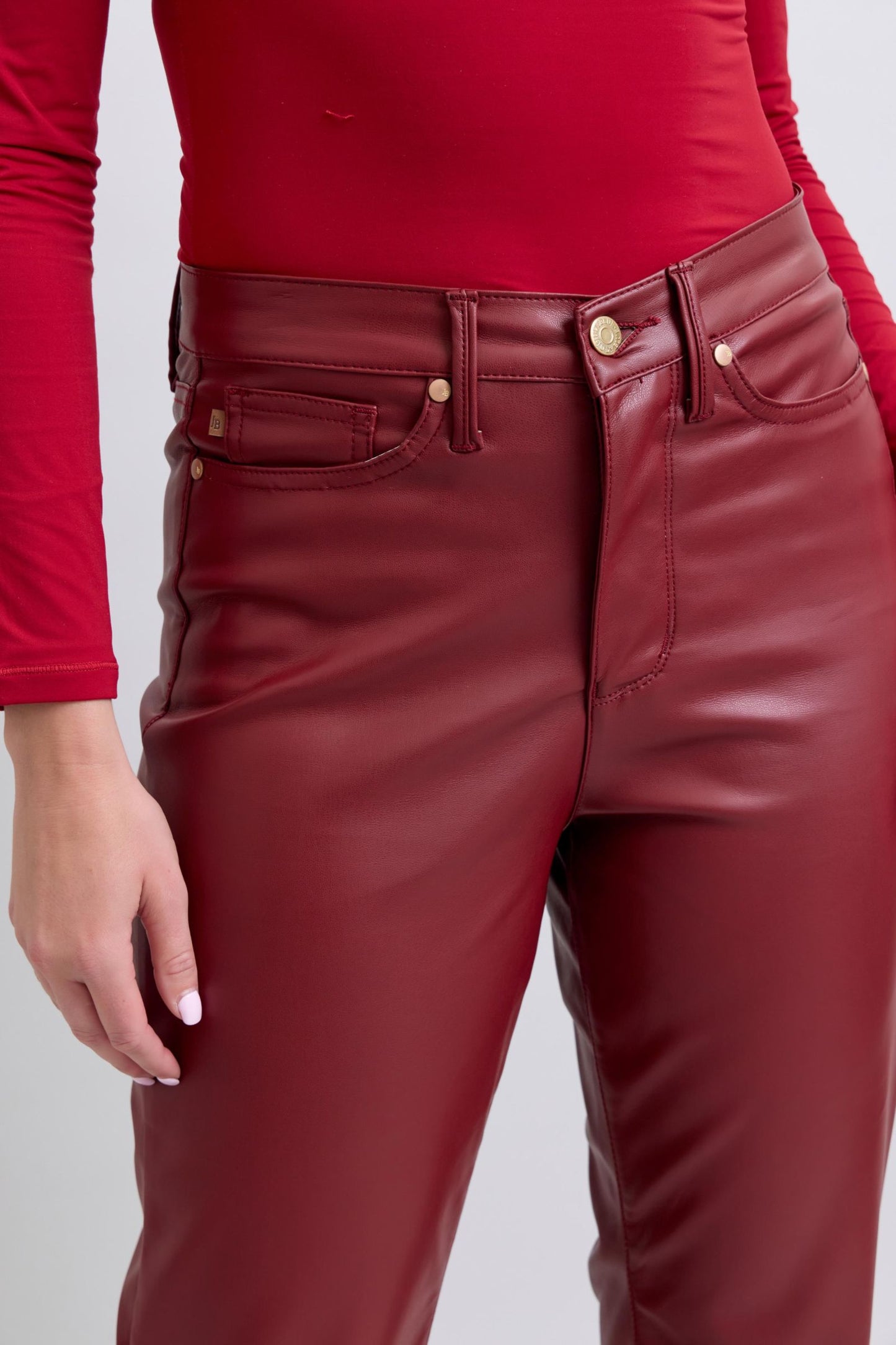 Tummy Control Faux Leather Straight