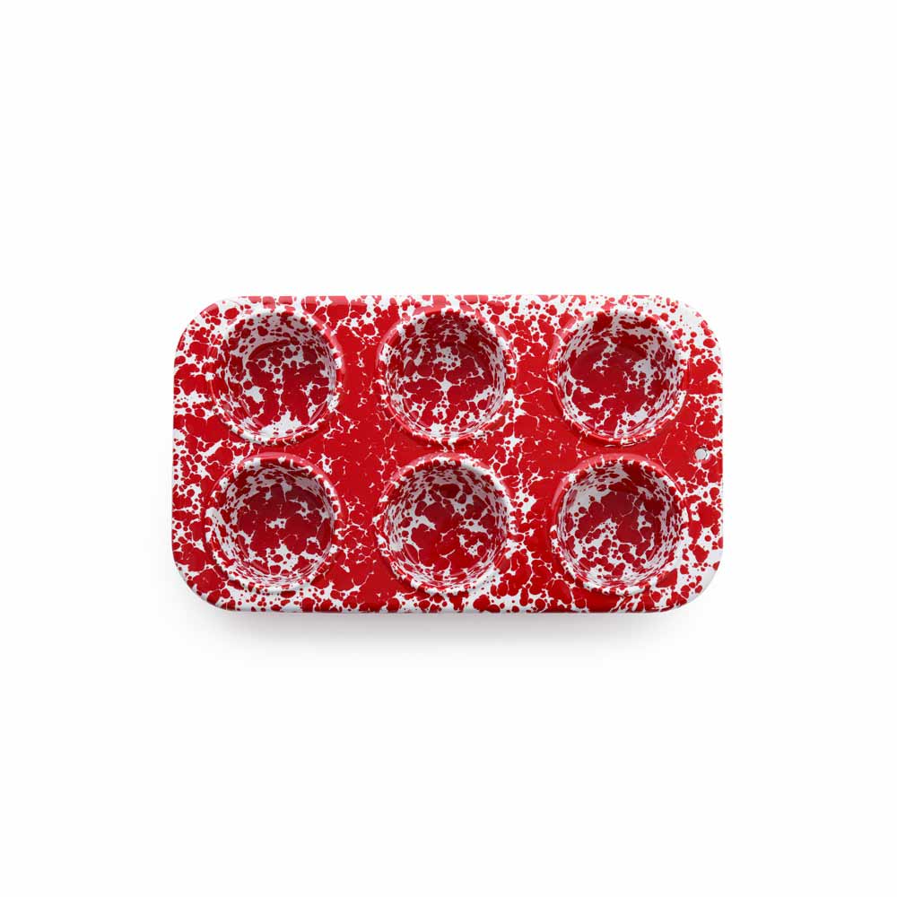 Crow Canyon Splatter Enamelware 6-cup Muffin Tin