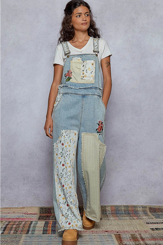 Patchwork Floral Overalls