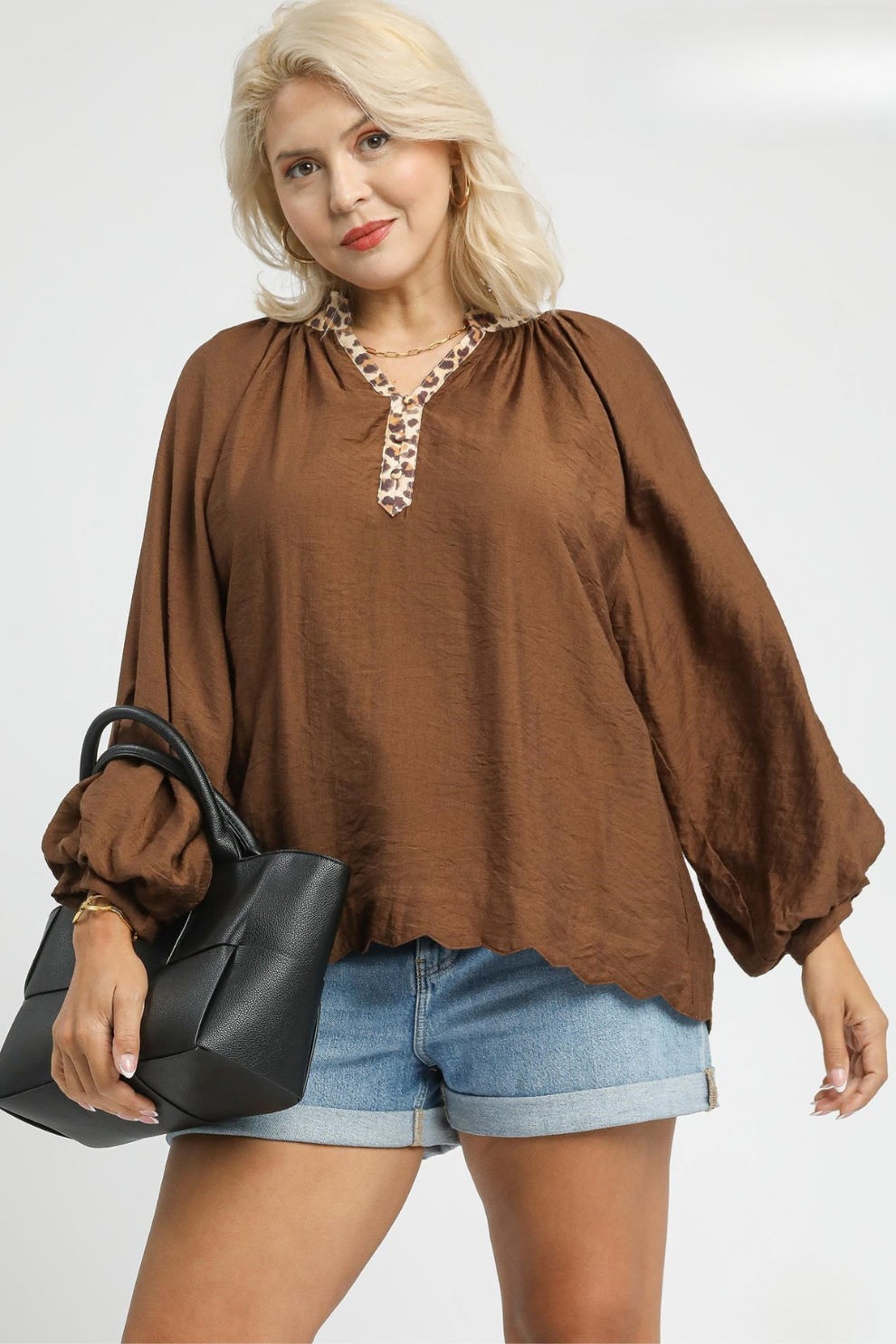 Balloon Sleeve Leopard Blouse