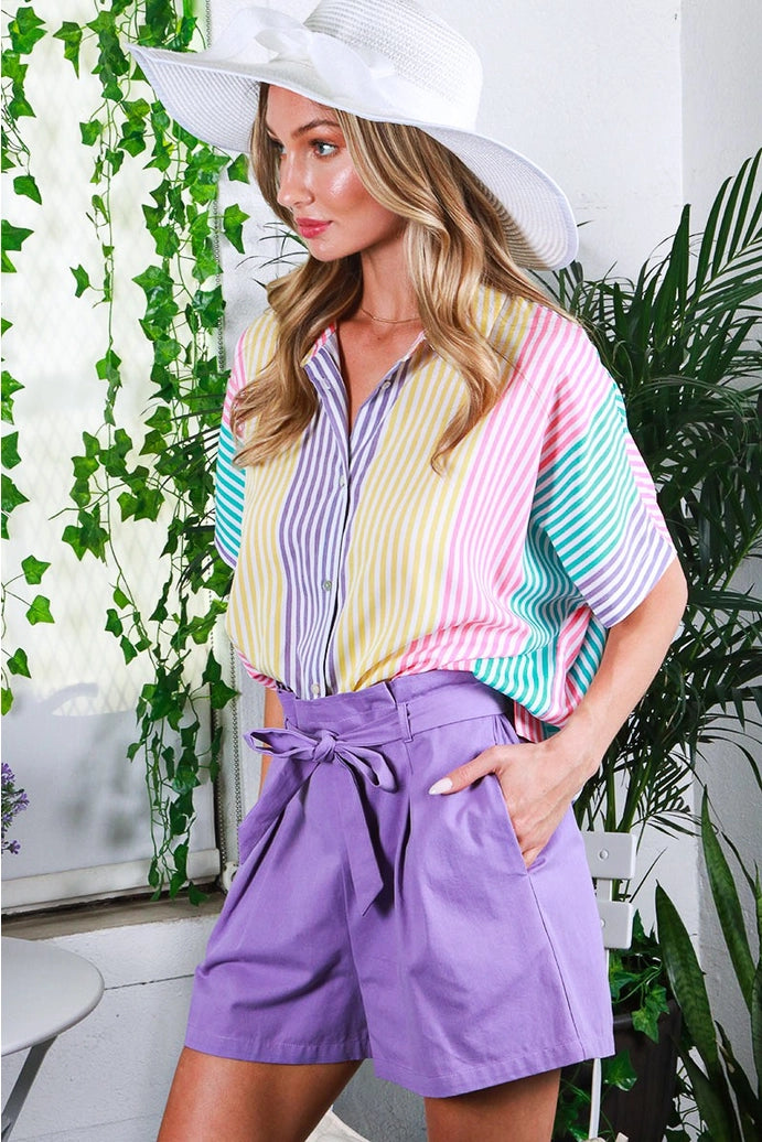 Collared Striped Blouse