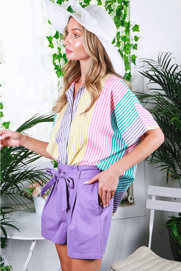 Collared Striped Blouse