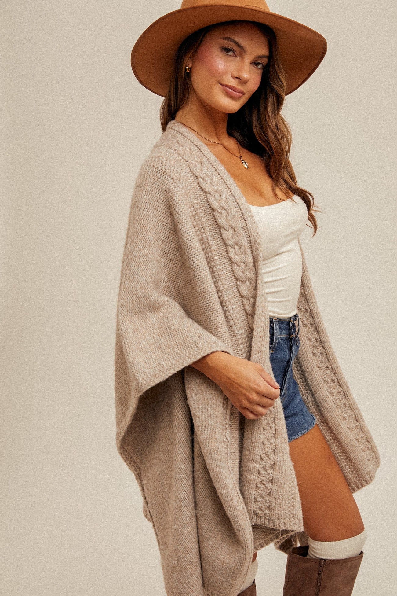 Sweater Poncho with Belt