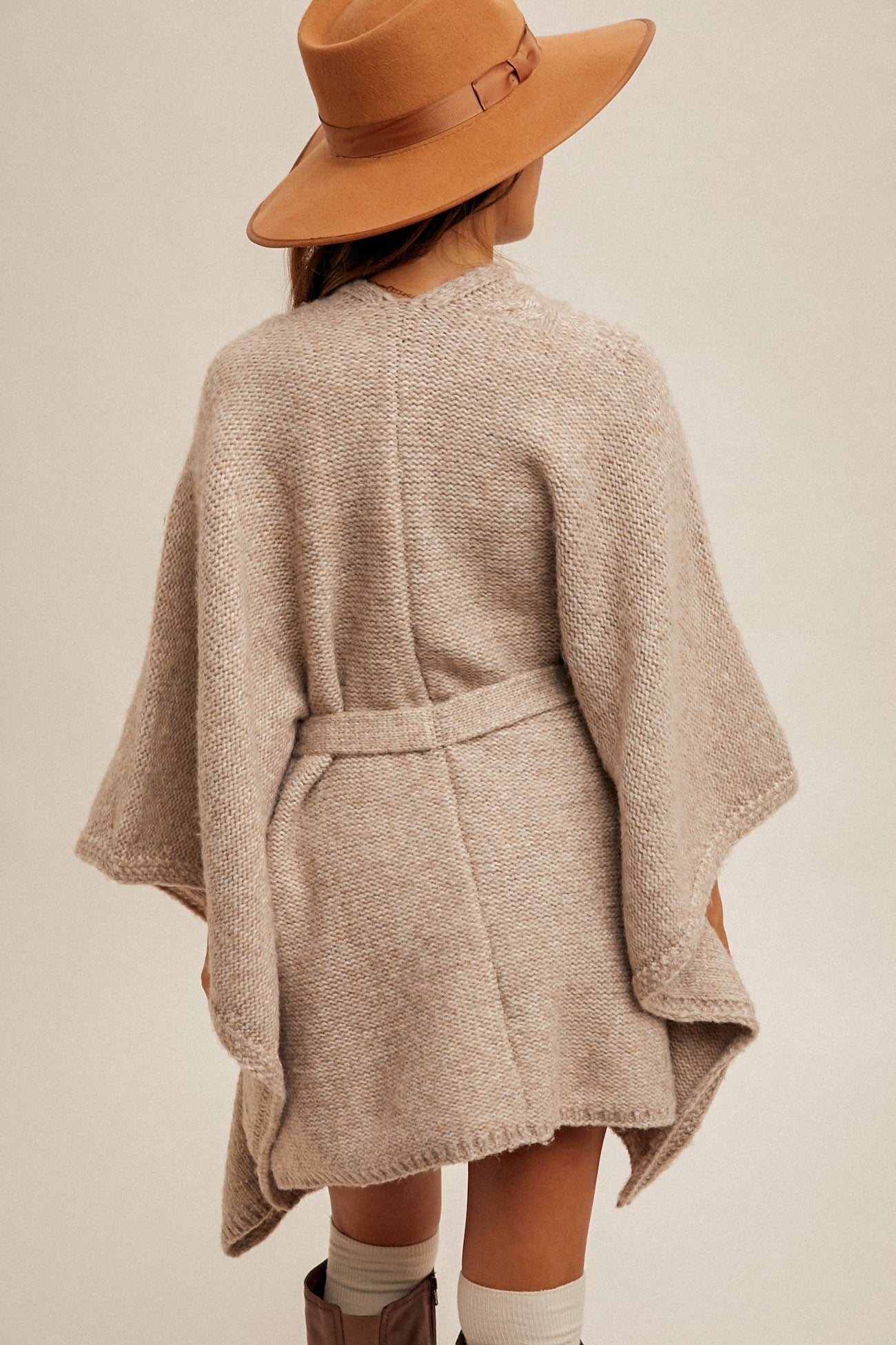 Sweater Poncho with Belt