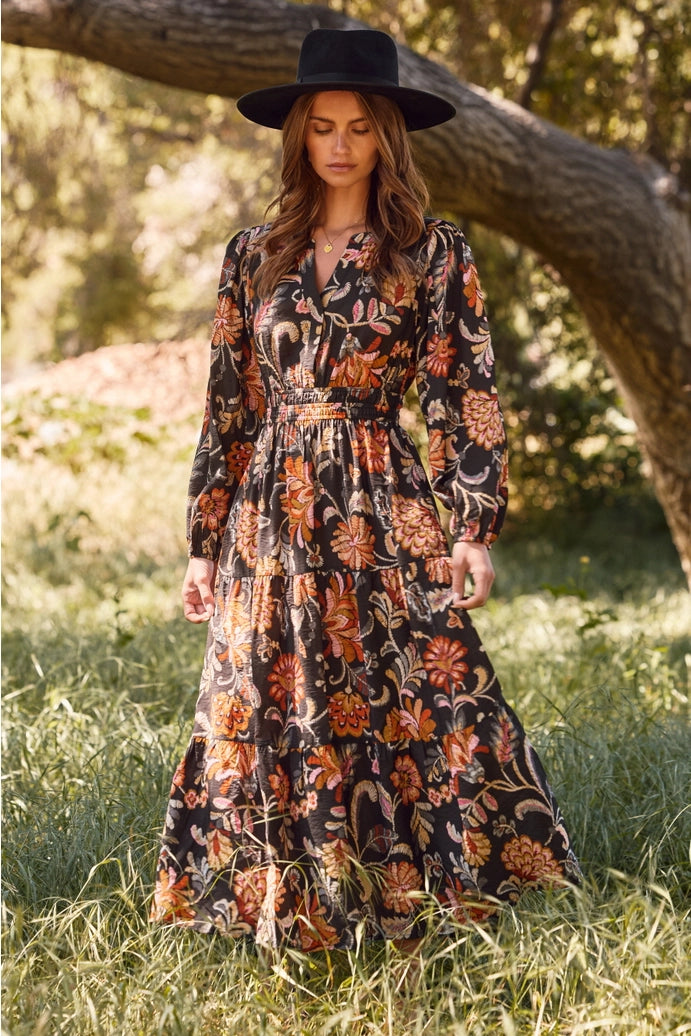 Floral Long Sleeve Midi Dress