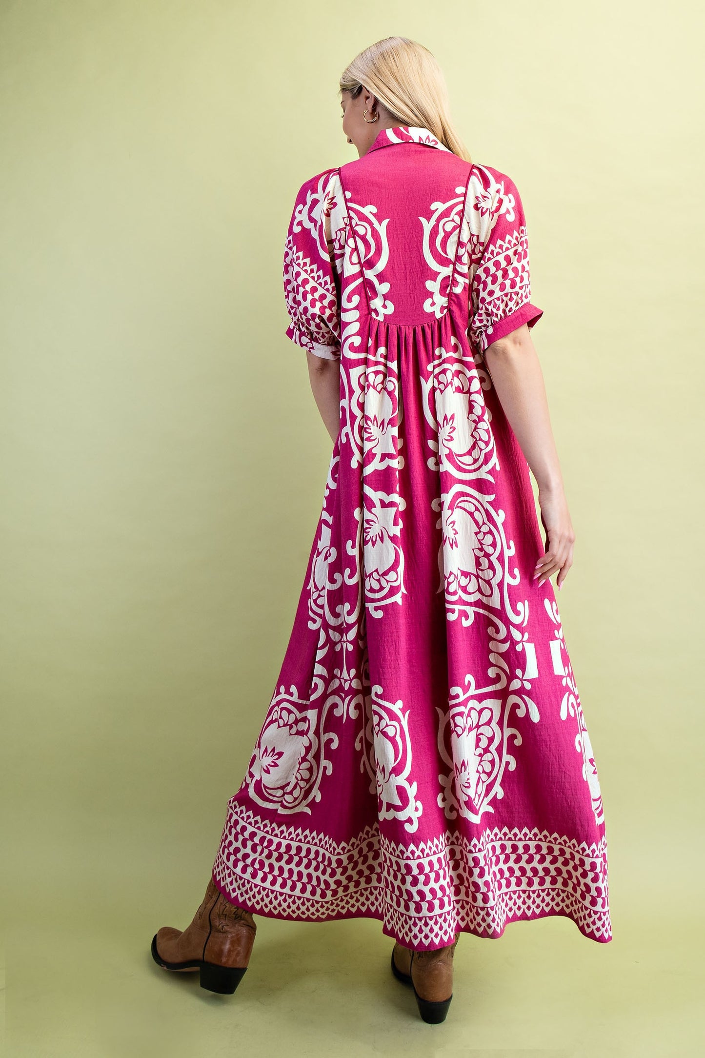 Puff Sleeve Midi Dress