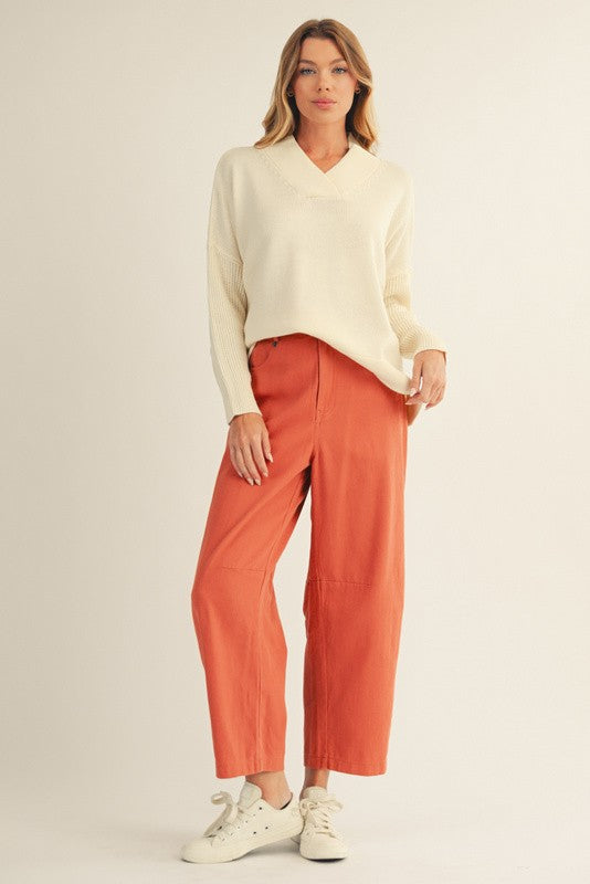 Drop Shoulder V-Neck Sweater