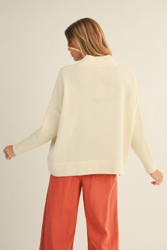 Drop Shoulder V-Neck Sweater