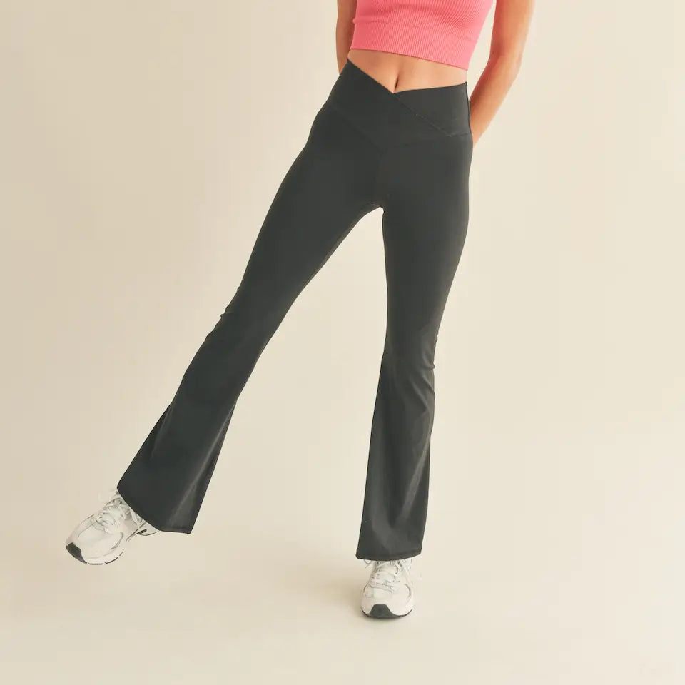 High Waist Crossover Flare Legging