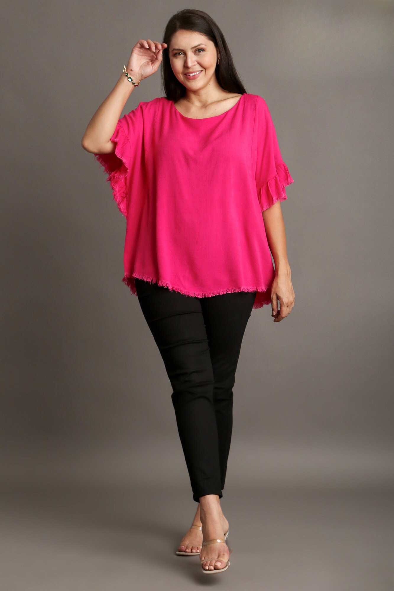 Linen Ruffle Sleeve Top