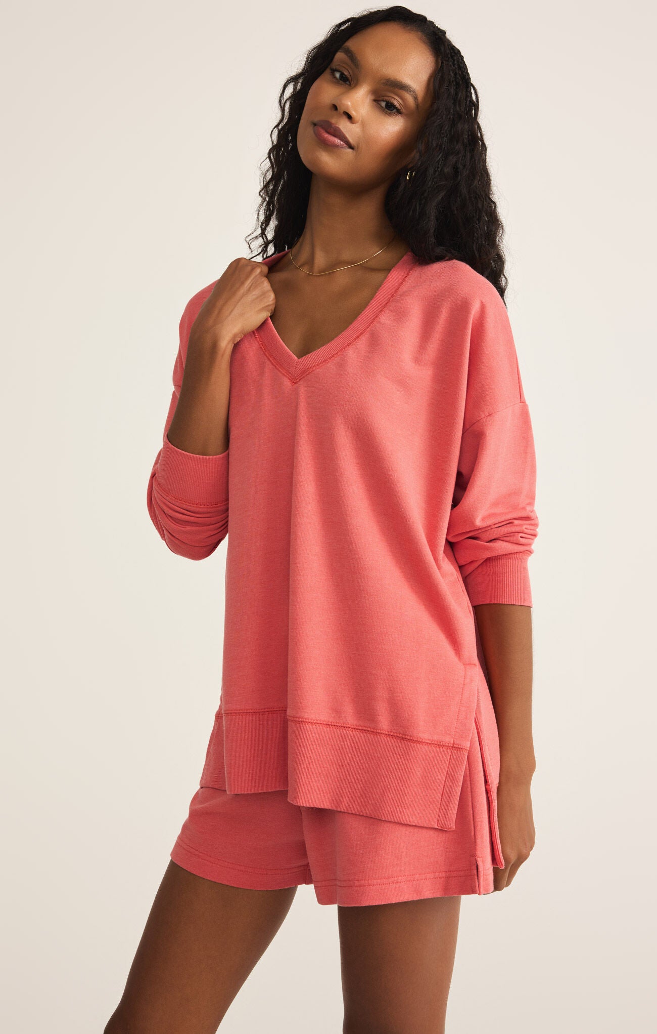 Modern V-Neck Weekender in Persimmon
