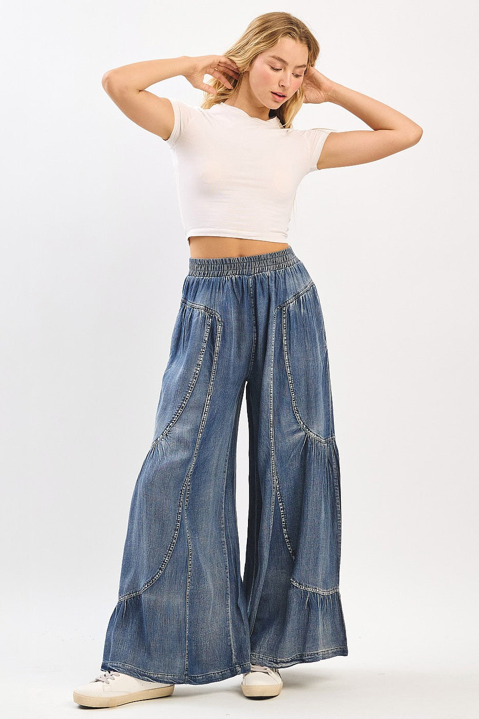 Washed Chambray Wide Leg