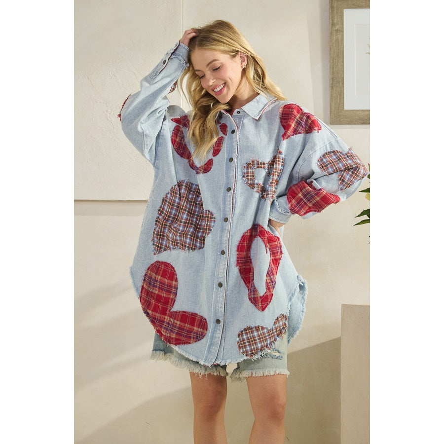 Plaid Heart Patchwork Buttondown