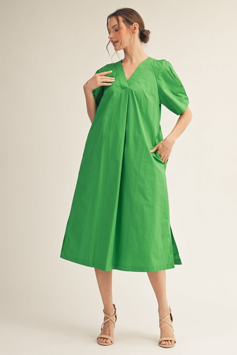 Solid Pleat Dress