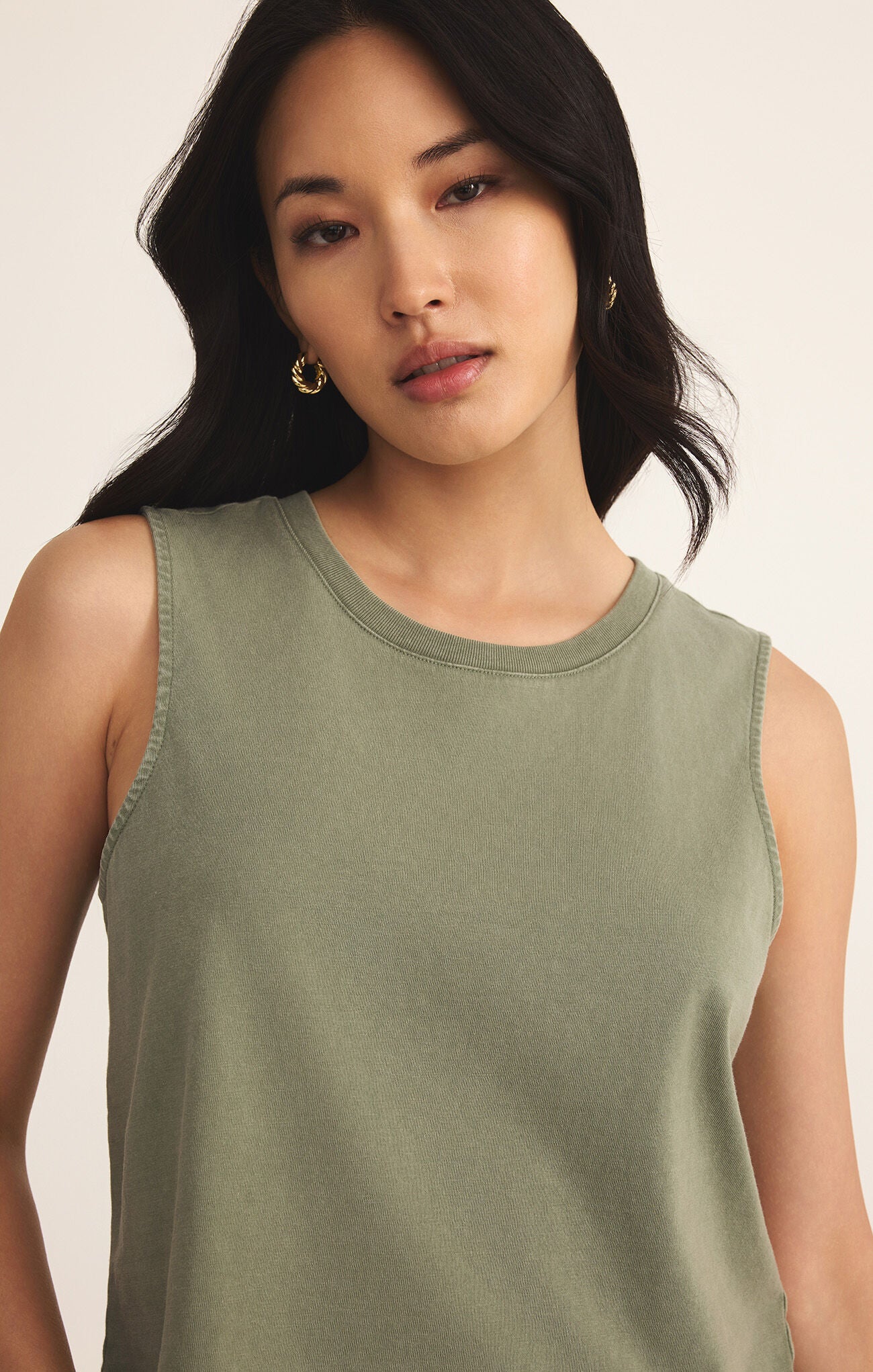 Sloane Jersey Muscle Tank in Avocado