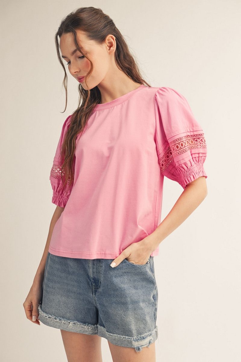 Eyelet Lace Pullover Top