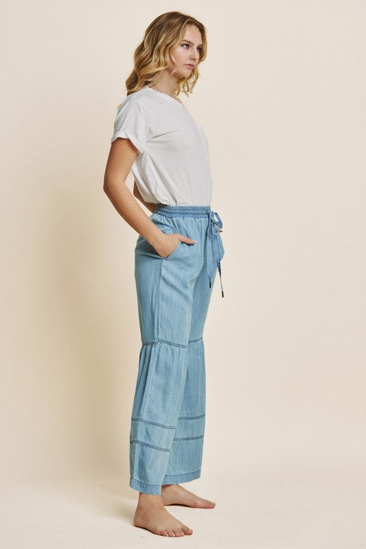 Denim Tiered Wide Leg
