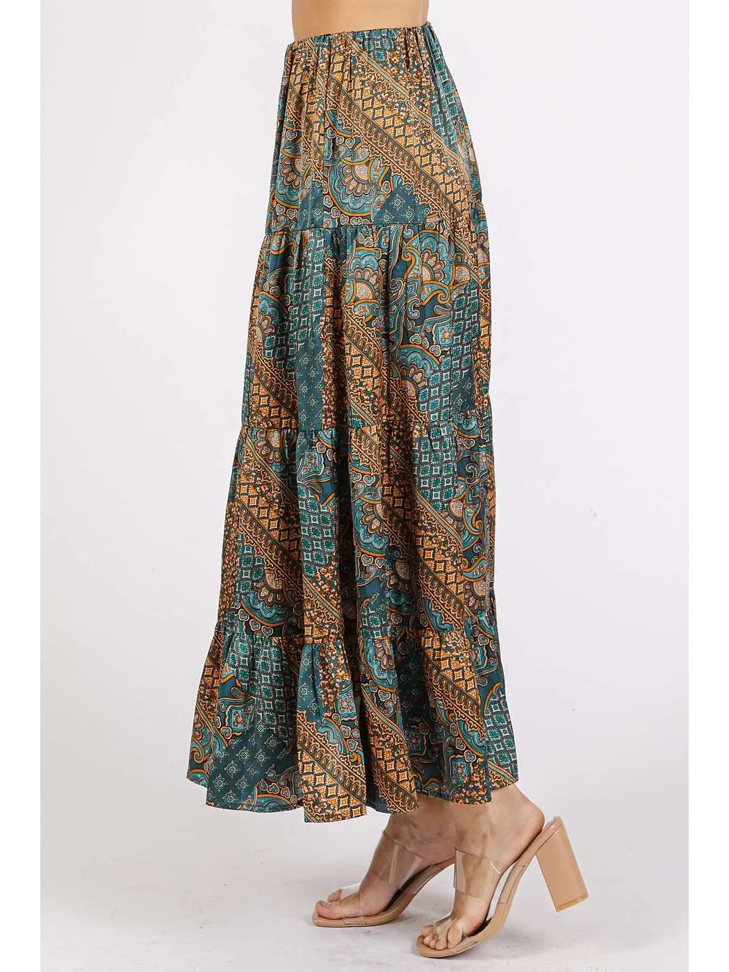 Paisley Patchwork Print Maxi Skirt