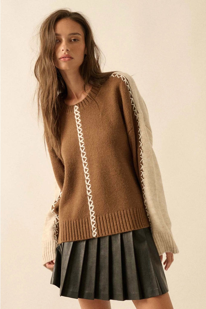 Colorblock Loose-Fit Sweater