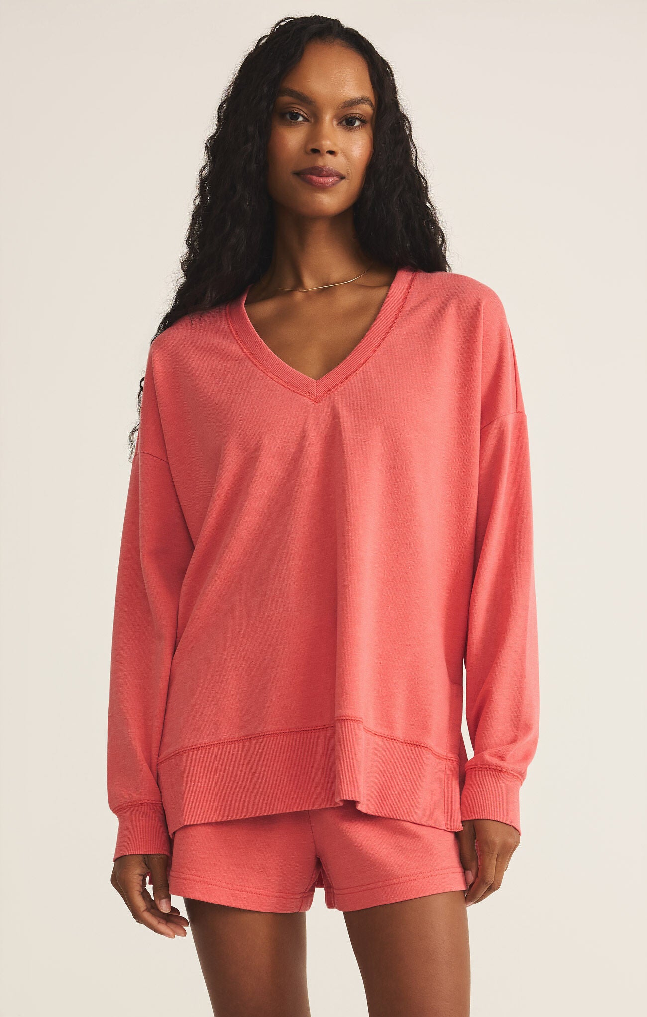 Modern V-Neck Weekender in Persimmon