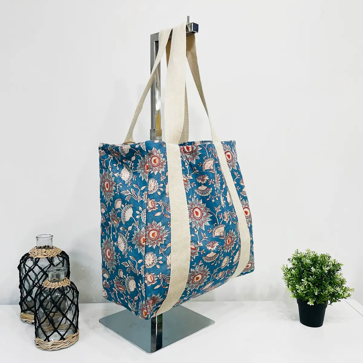 Denim Floral Handcrafted Canvas Bag