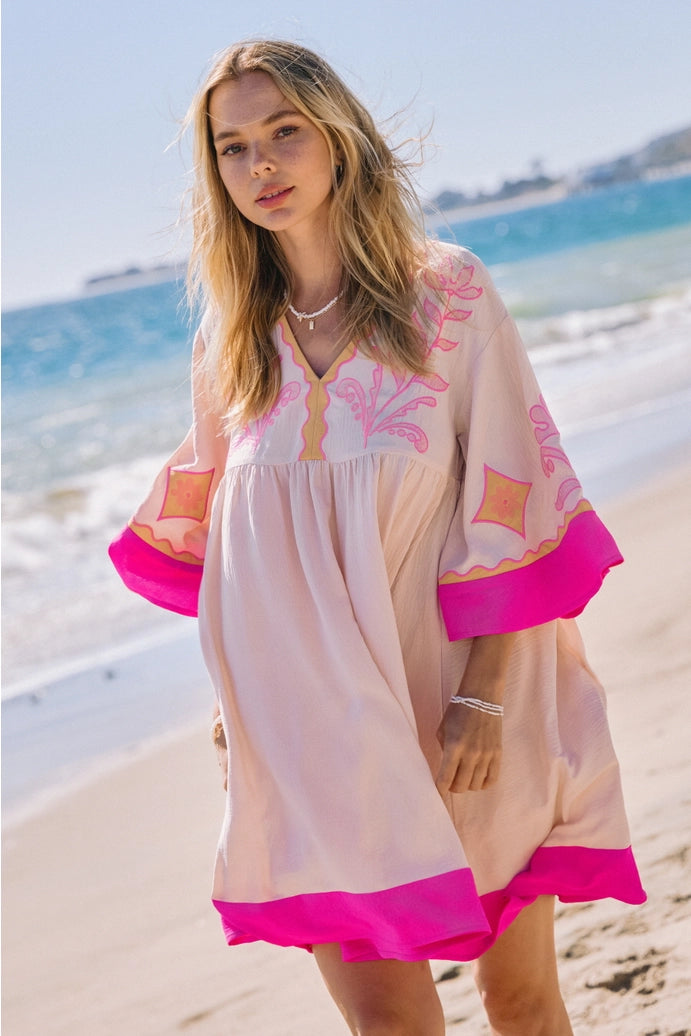 Embroidered Mini Dress