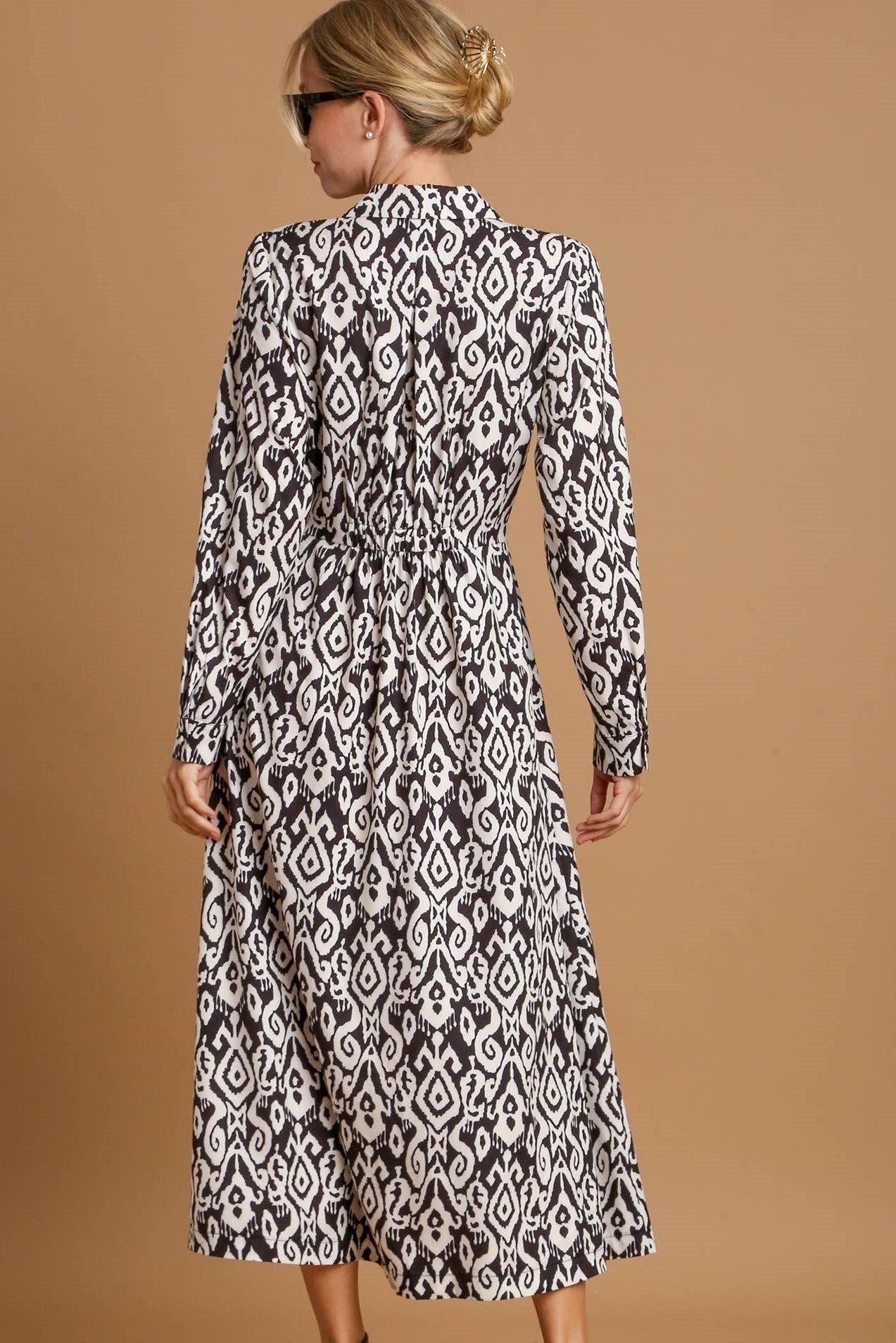 Abstract Placket Maxi Dress