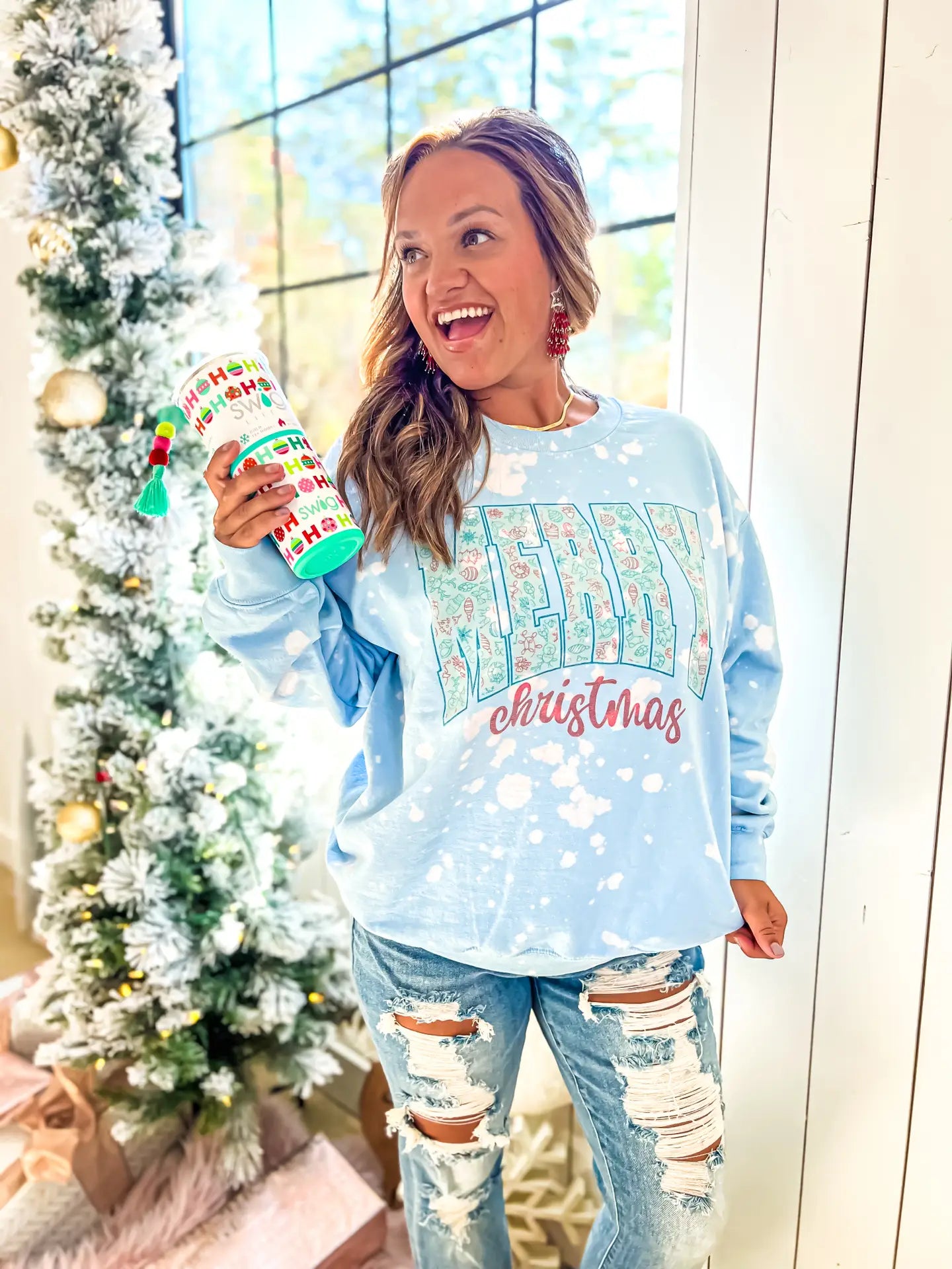 Bleached christmas sweatshirt sale