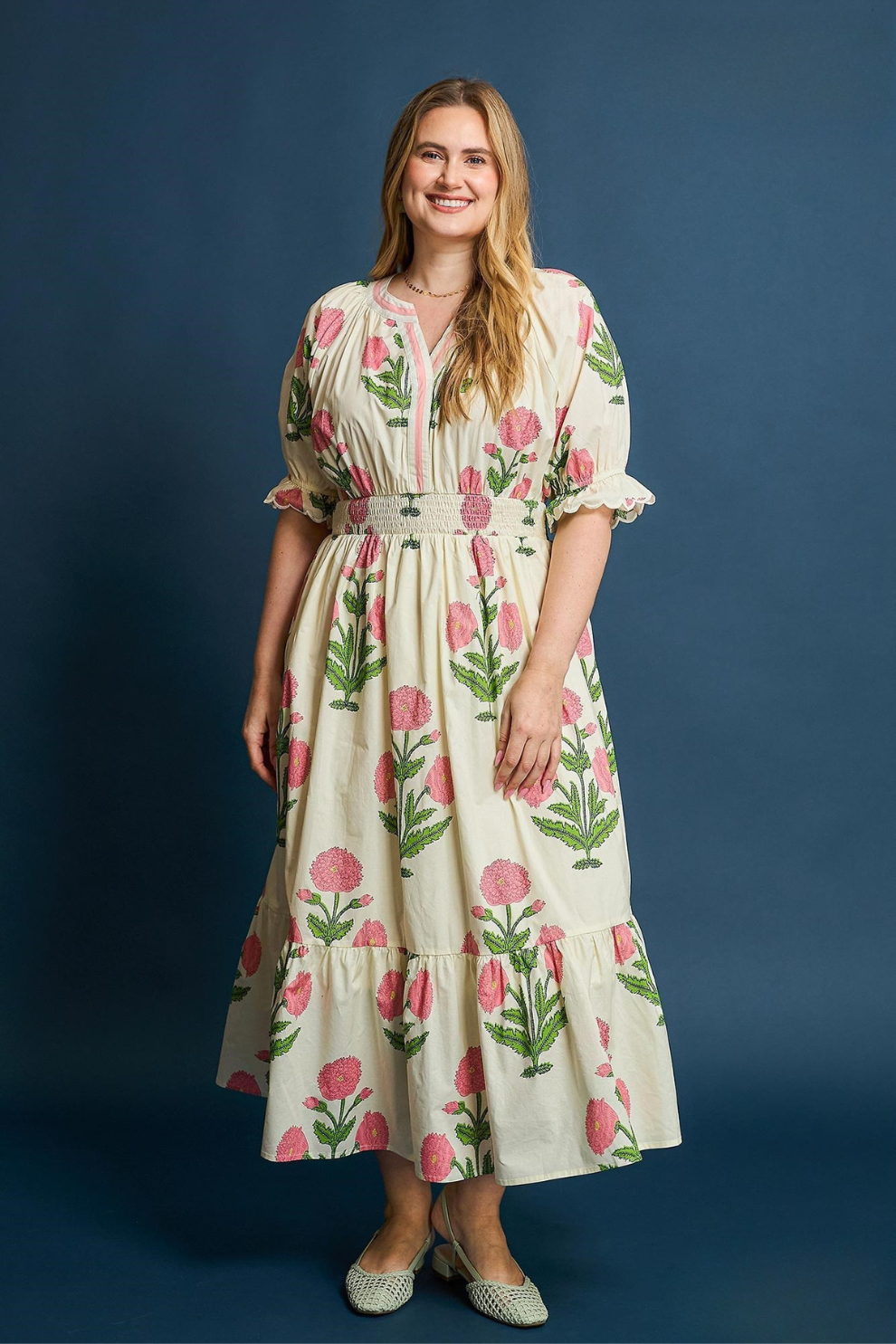 Smocked Midi Dress