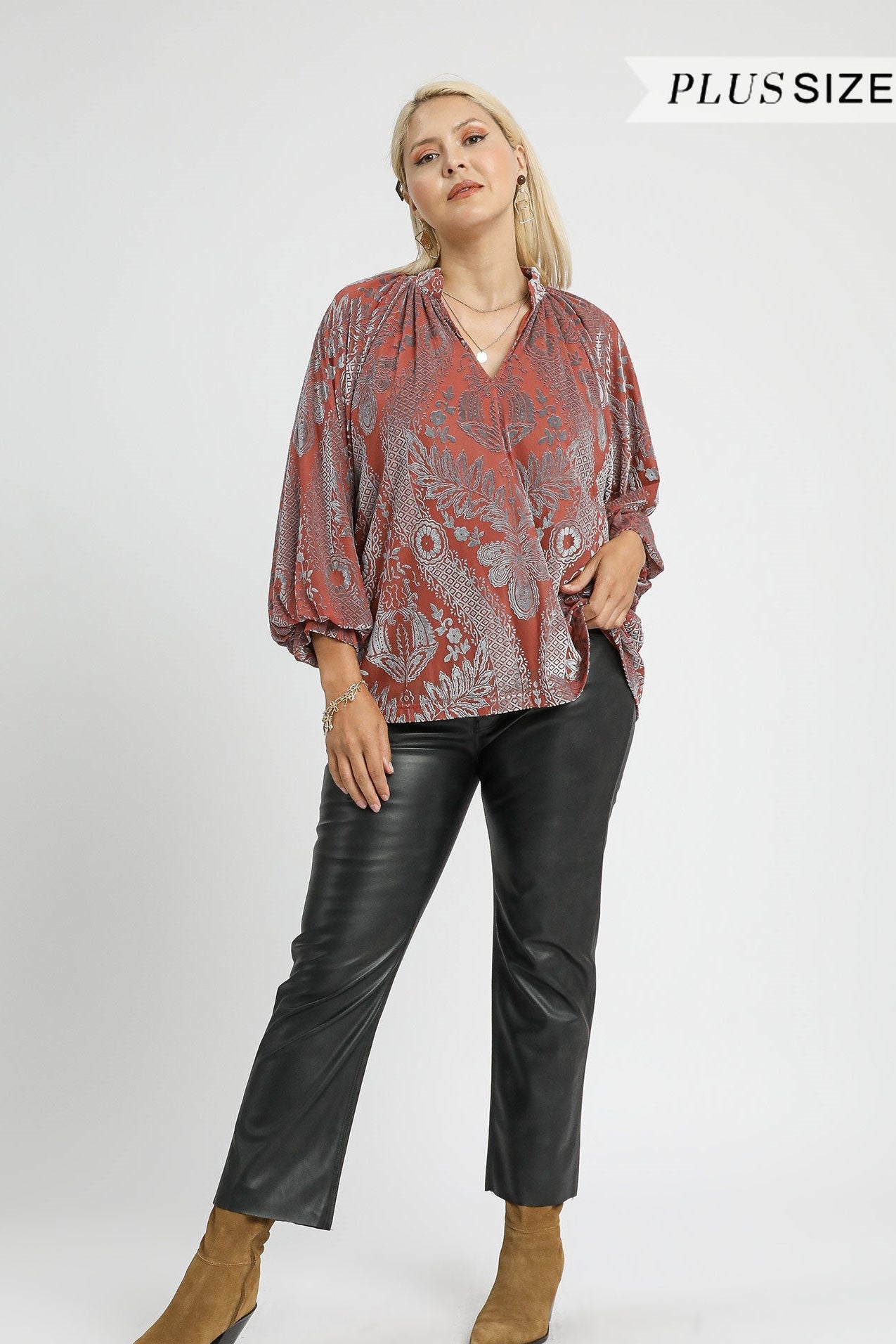 Velvet V-Neck Blouse