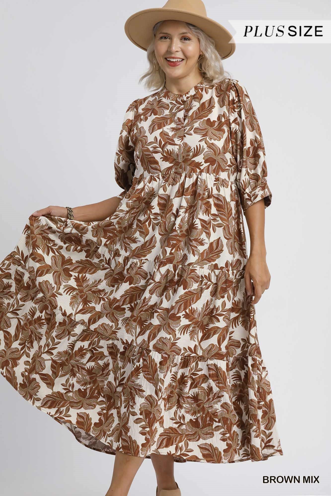 Boho Leaf Tiered Dress