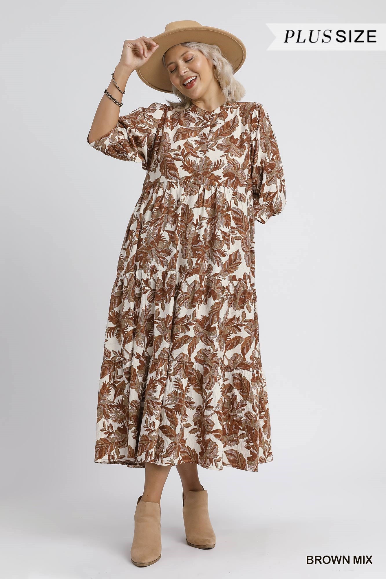 Boho Leaf Tiered Dress