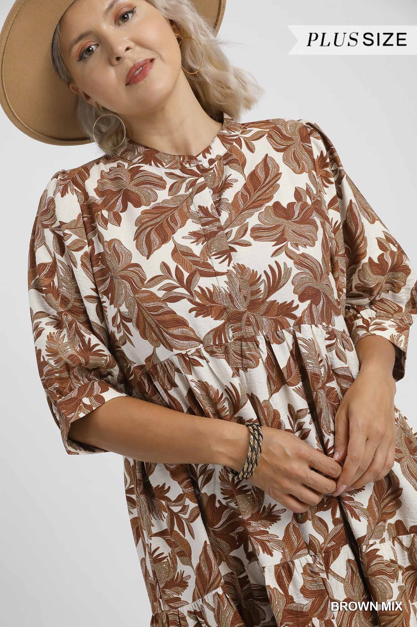 Boho Leaf Tiered Dress