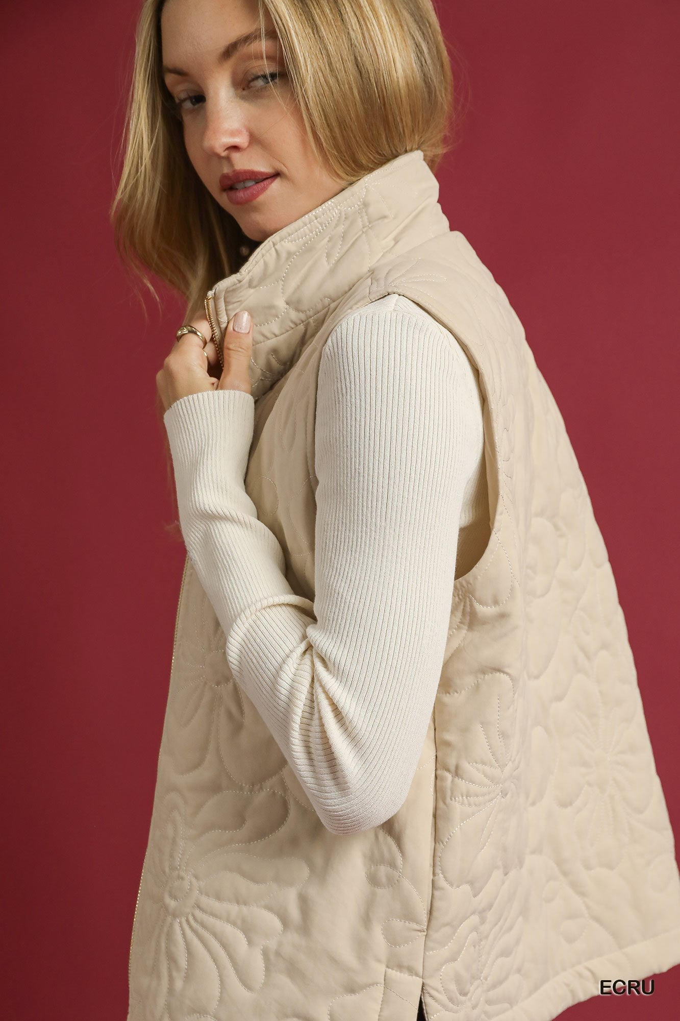 Quilted Floral Vest