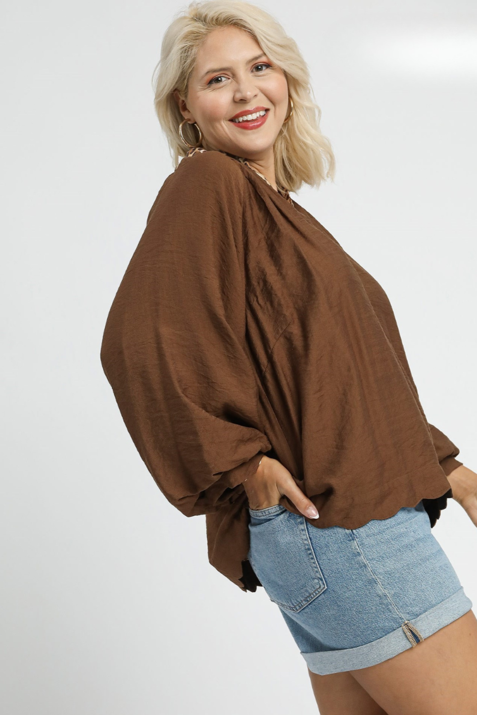 Balloon Sleeve Leopard Blouse