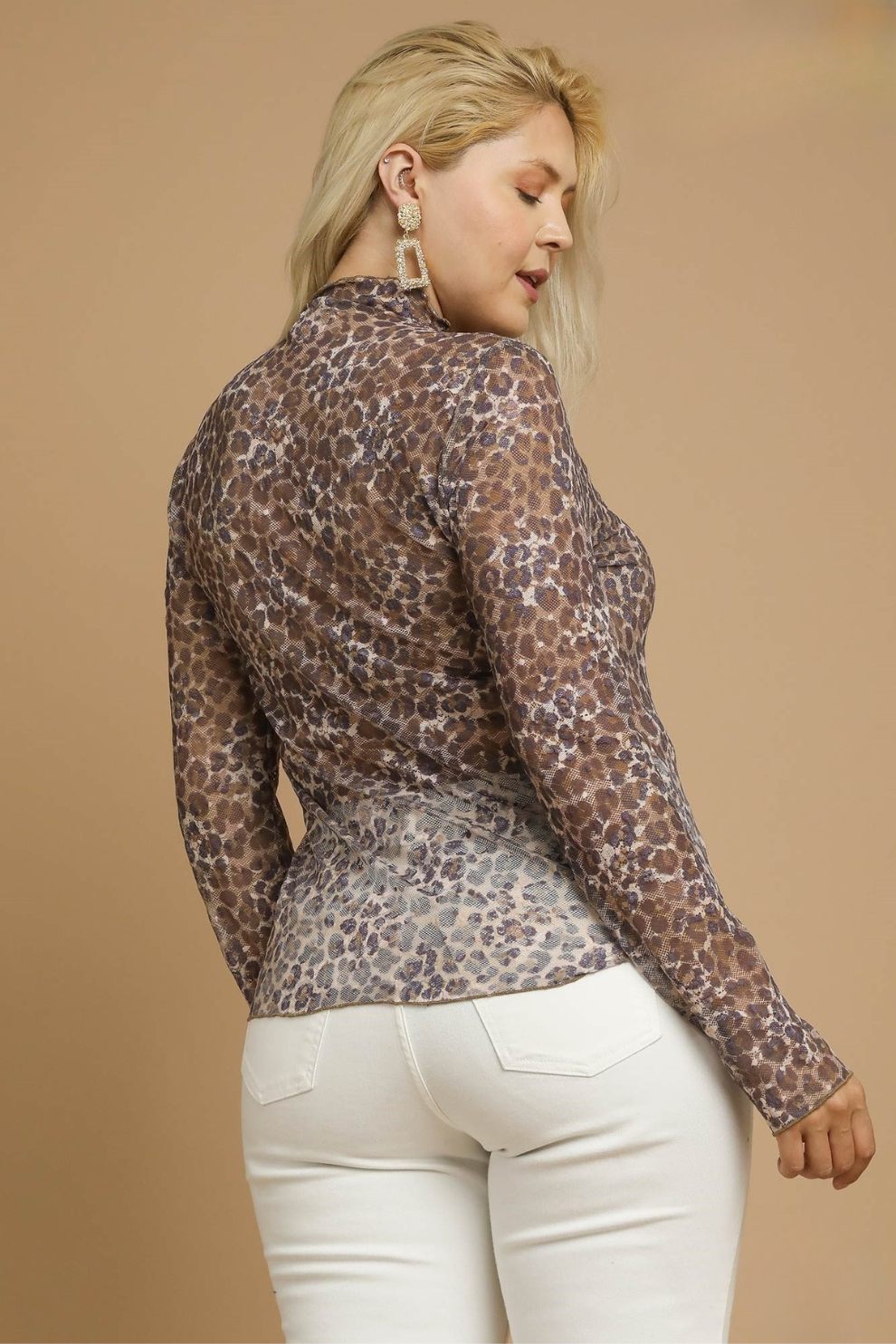 Leopard Mesh Long Sleeve Top