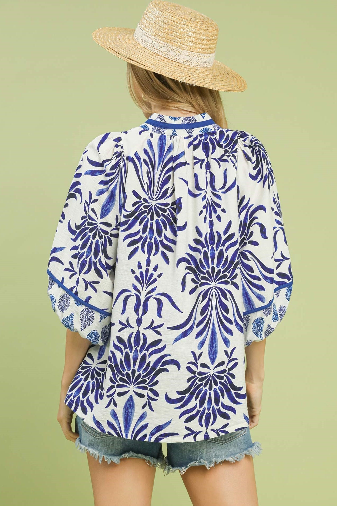 Floral Split Neck Blouse