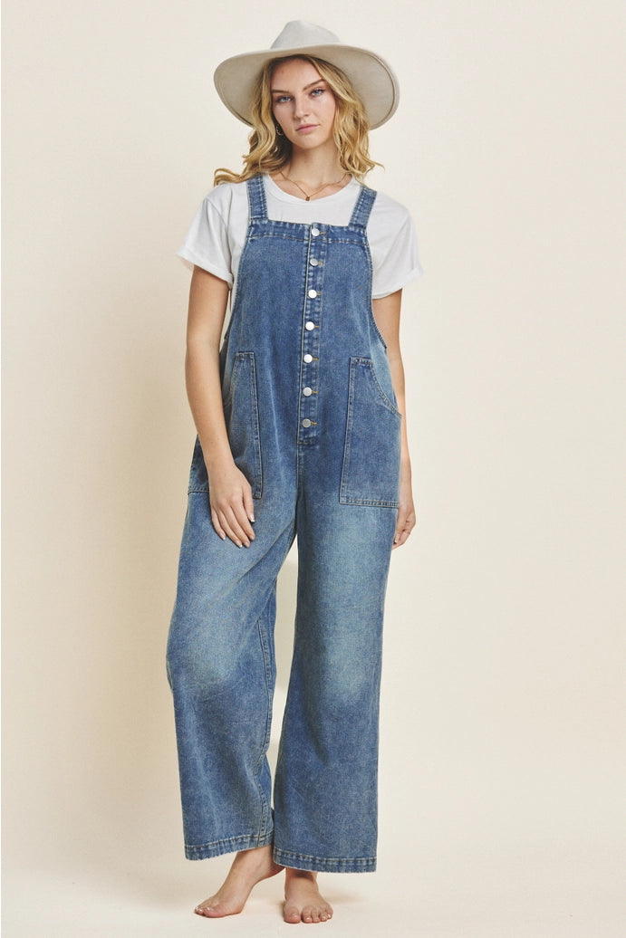 Fried Washed Denim Overall