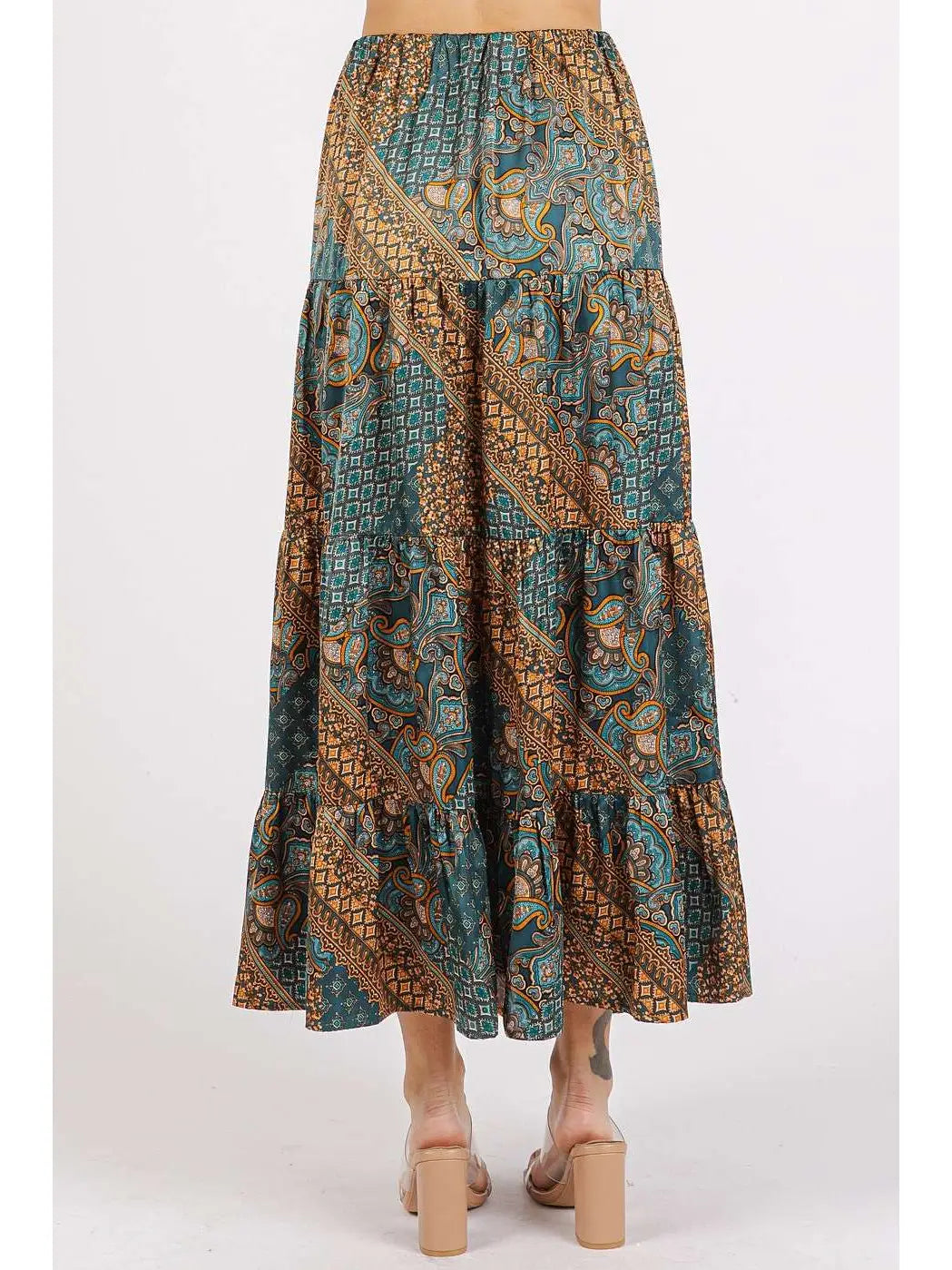 Paisley Patchwork Print Maxi Skirt
