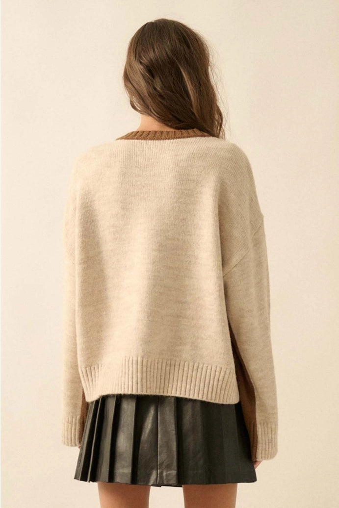 Colorblock Loose-Fit Sweater