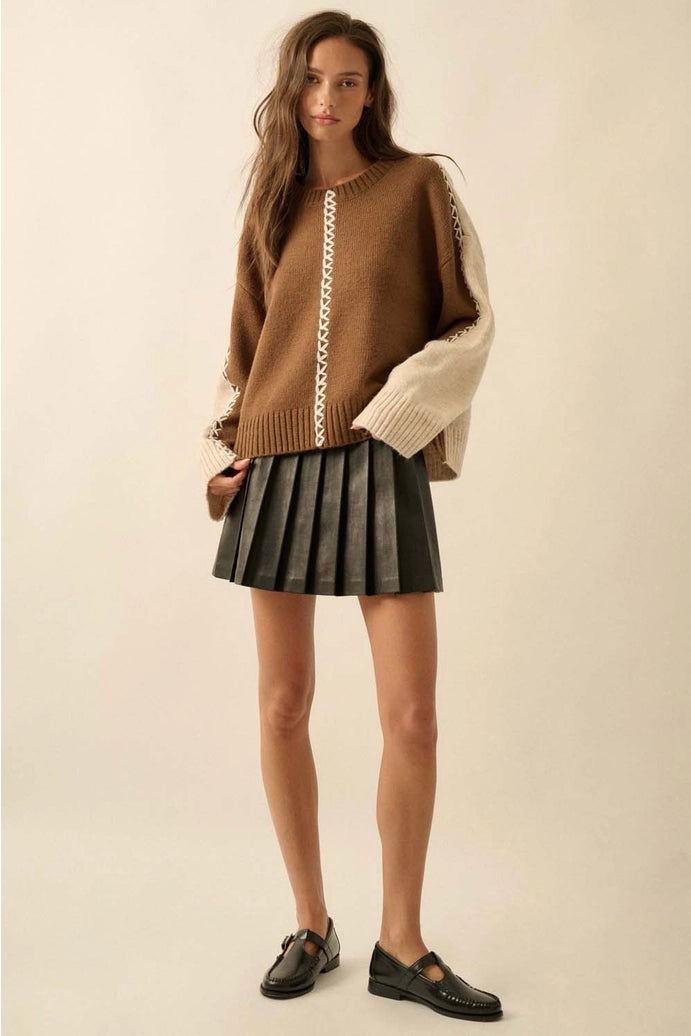 Colorblock Loose-Fit Sweater