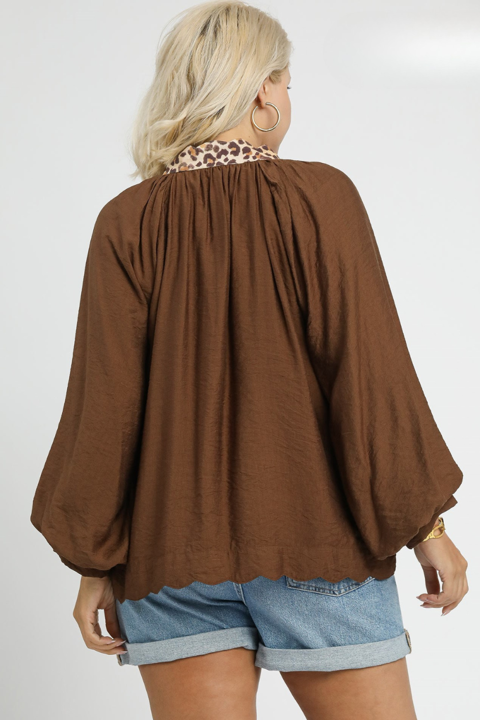 Balloon Sleeve Leopard Blouse