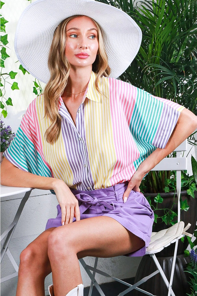Collared Striped Blouse